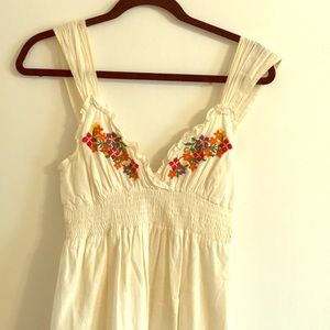 Off white floral embroidered dress